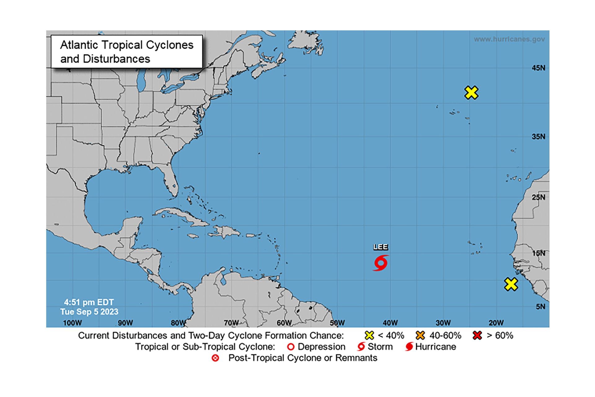 Expertos del NHC vigilan de cerca la evolución de este fenómeno meteorológico, que podría intensificarse a un huracán mayor en los próximos días. (NHC)