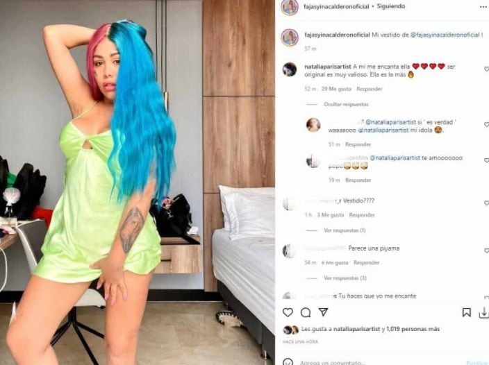 Il commento lusinghiero che Natalia Paris ha fatto a Yina Calderón. Foto: Instagram