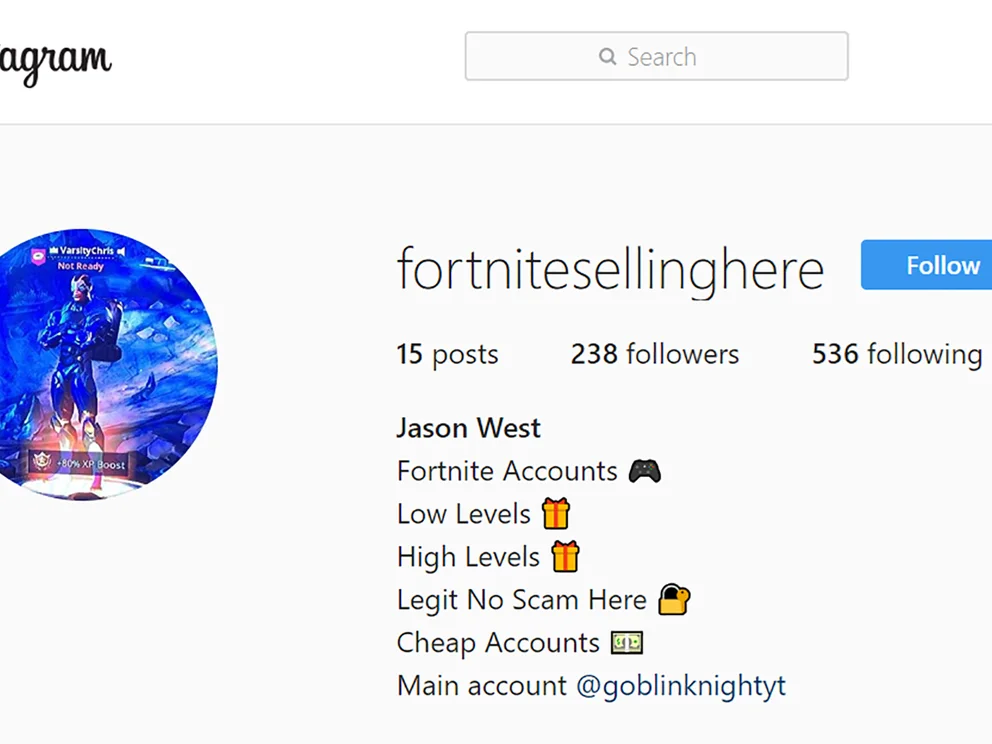 Botnets e contas roubadas de Fortnite são vendidas no Instagram - Canaltech