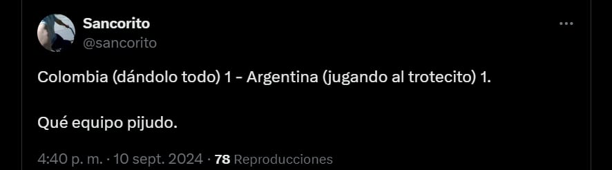 Argentina empató jugando a la mitad de sus capacidades - crédito redes sociales/X