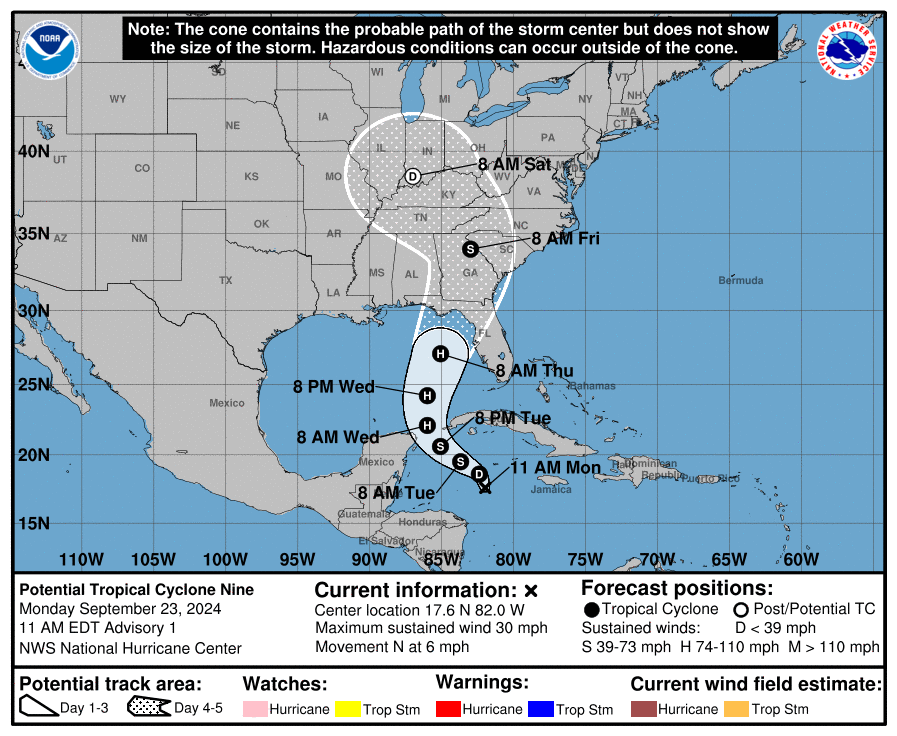 Se formó hoy el Potencial Ciclón Tropical Nueve. (NHC)