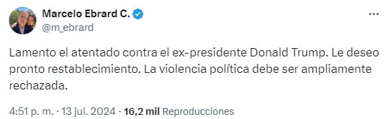 Marcelo Ebrard reacciona a atentado a Donald Trump