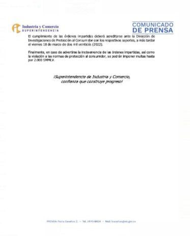 Comunicado da Superintendência de Indústria e Comércio