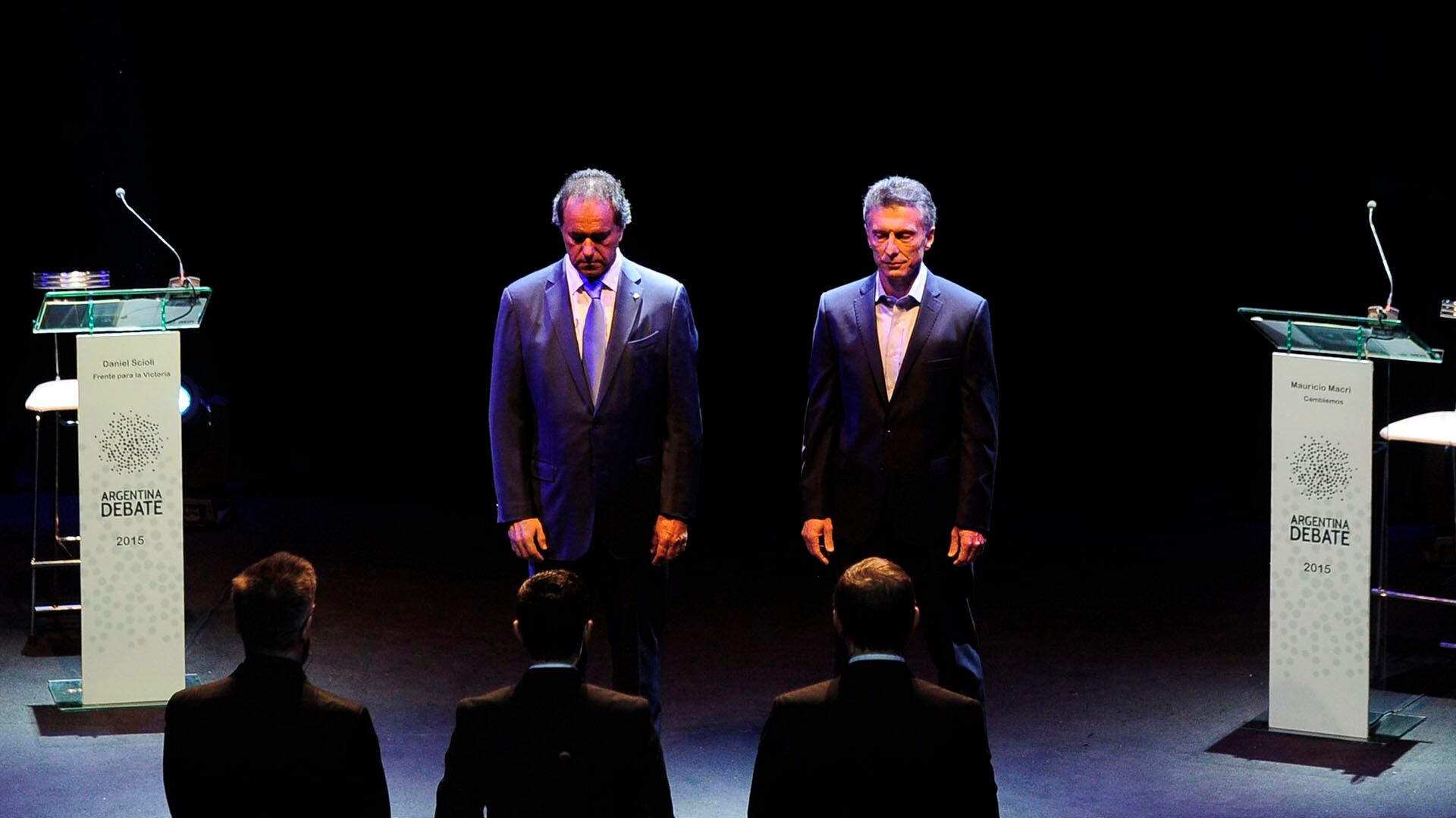 Scioli y Macri en el debate presidencial previo al balotaje de 2015 (NA)