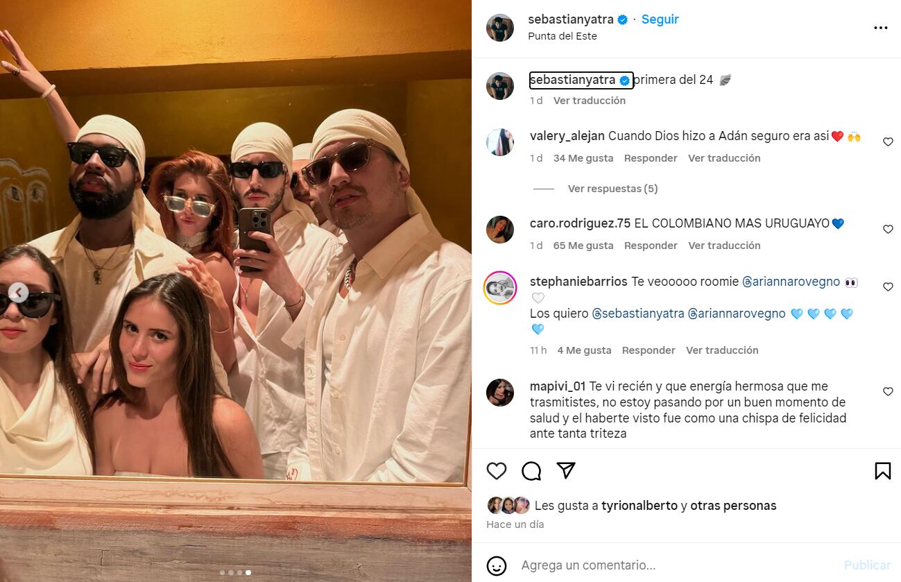 Sebastián Yatra pasó Año Nuevo con Arianna Rovegno, la hermana de Alessia Rovegno e hija de Bárbara Cayo.