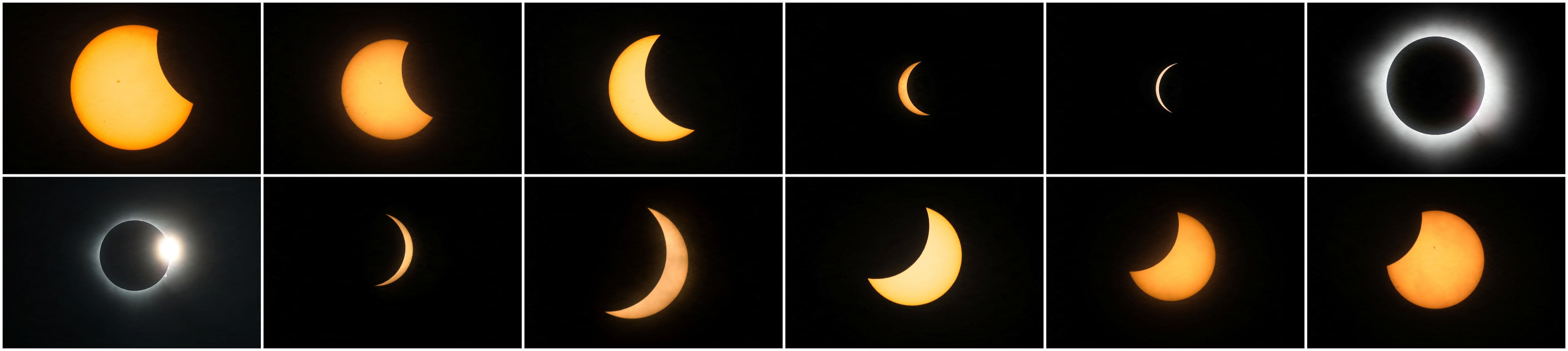 Combinación de imágenes del eclipse solar total 2024 (REUTERS/Henry Romero)
