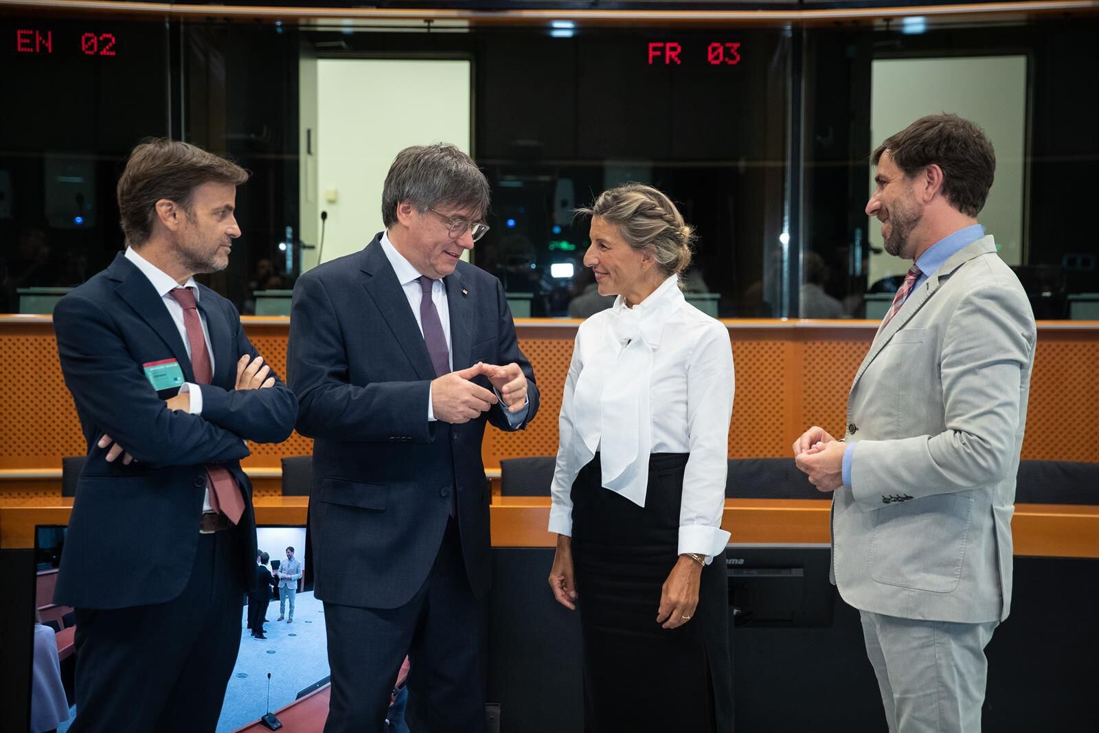 Yolanda Díaz, con Carles Puigdemont en su reciente visita a Bruselas.