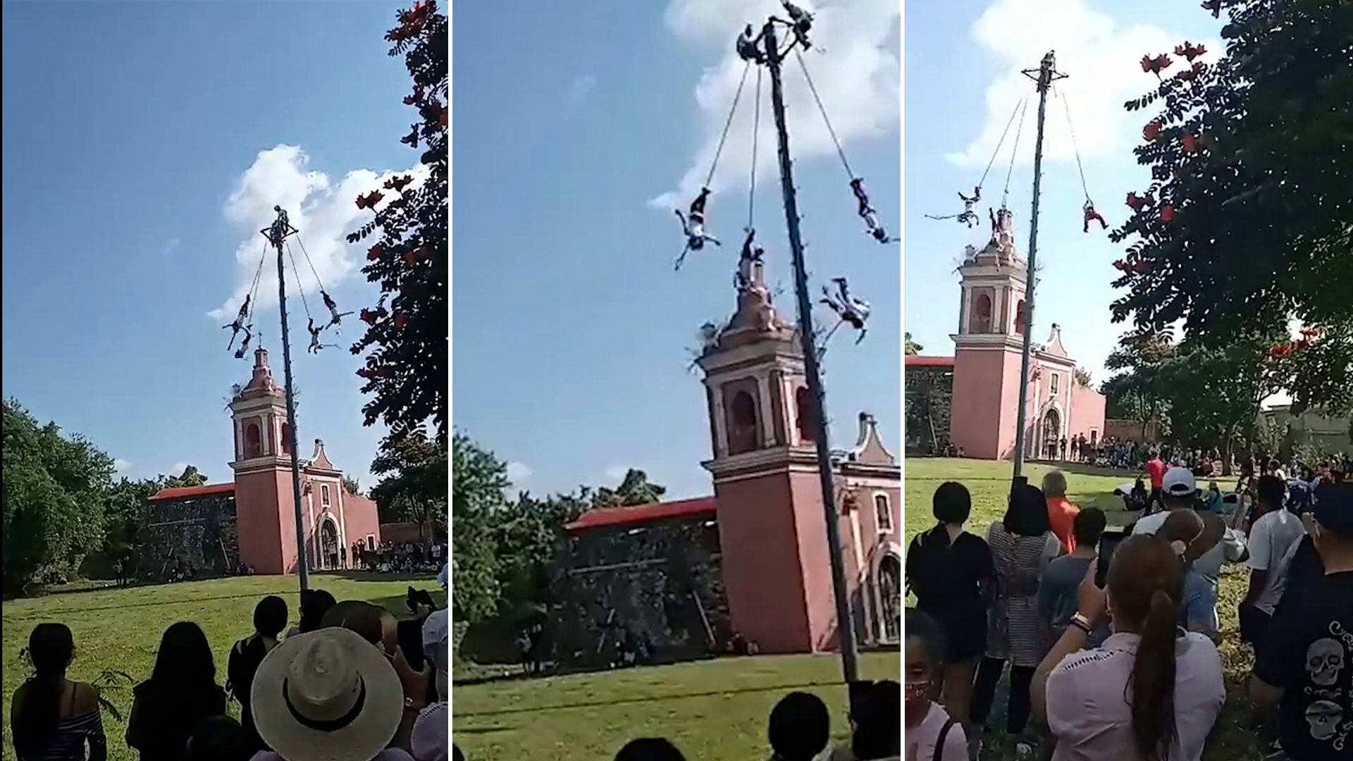 Volador de Papantla cae en Huaquechula, Puebla