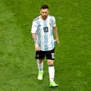 Argentina's Lionel Messi leaves the pitch after his team was eliminated during the round of 16 match between France and Argentina, at the 2018 soccer World Cup at the Kazan Arena in Kazan, Russia, Saturday, June 30, 2018. (AP Photo/Sergei Grits)