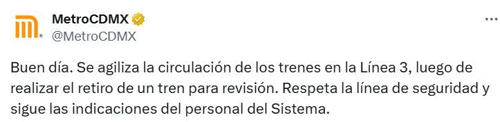 Avance en tiempo real de los trenes en cada una de las líneas del STC capitalino. (TW Metro CDMX)