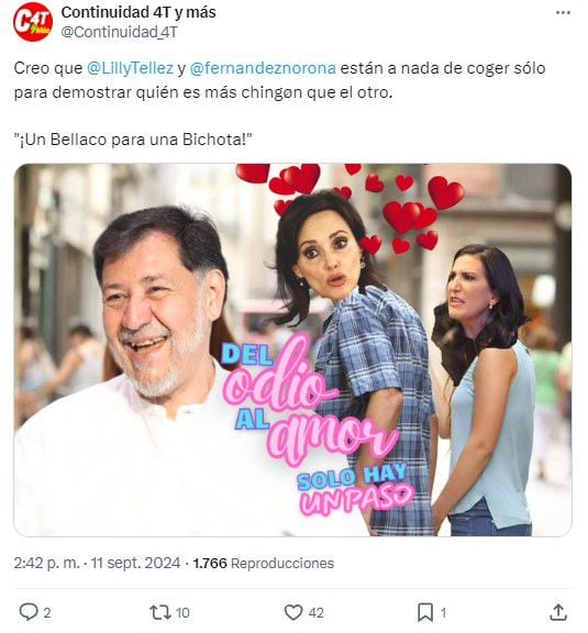 Memes de Lilly Tellez y Fernandez Noroña

Crédito:
X