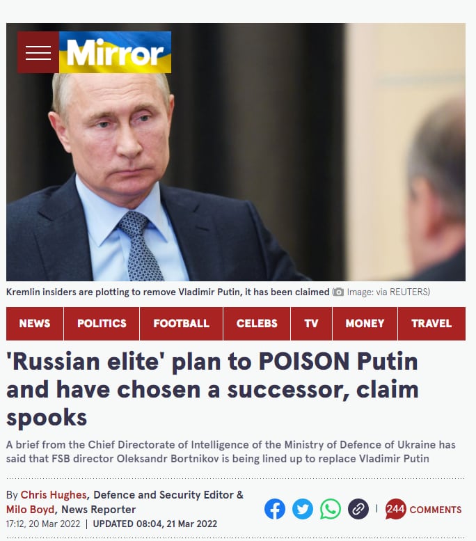 The Mirror - plan to assassinate Putin