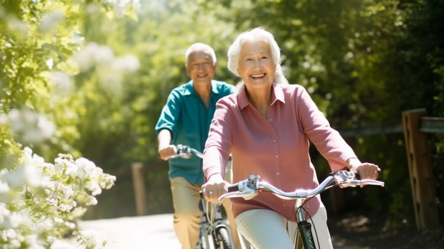 Pareja mayor, hombre y mujer, bicicleta, día soleado, felicidad y alegría, matrimonio, parque - Imagen Ilustrativa Infobae