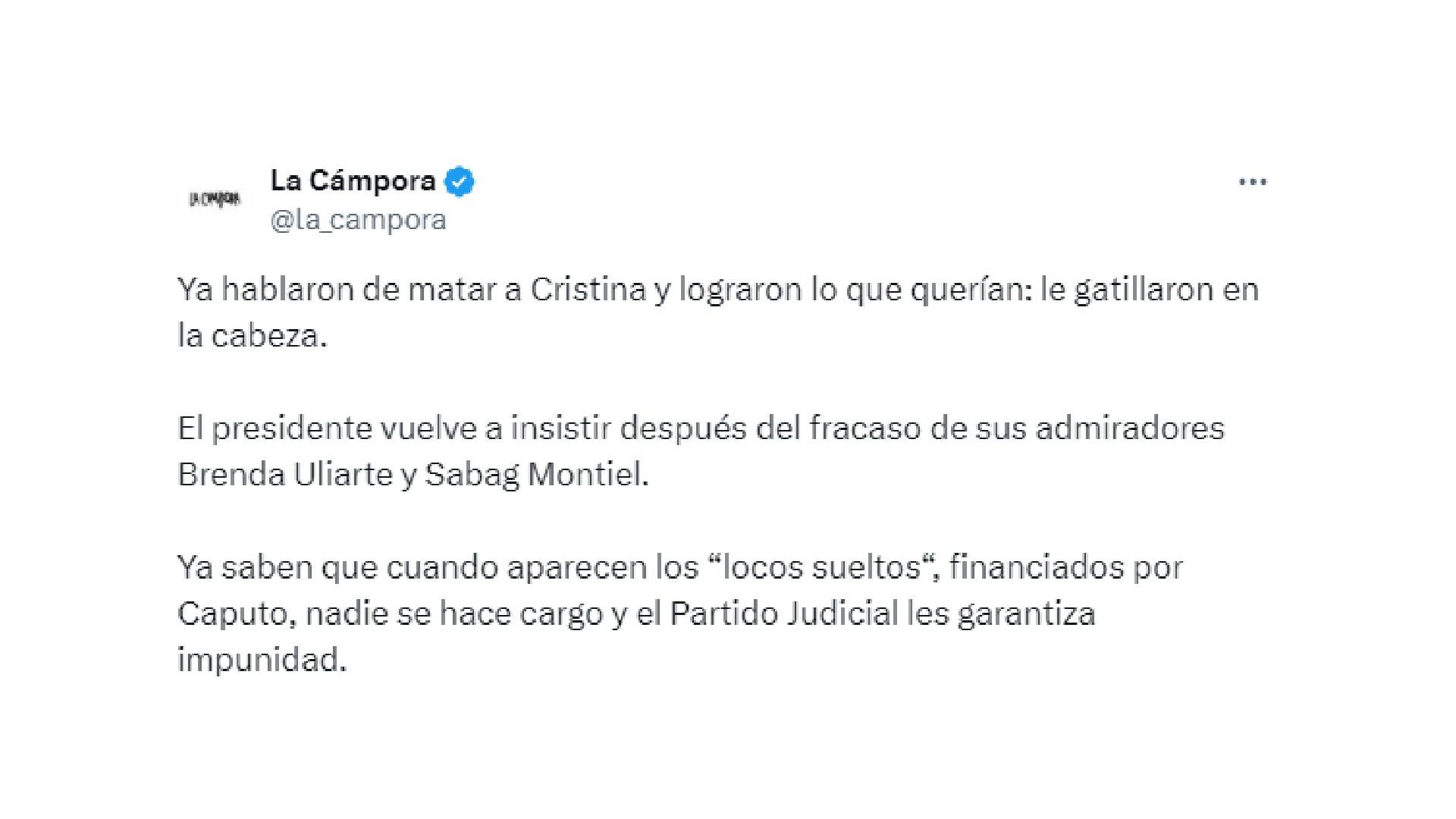 El comunicado de La Cámpora