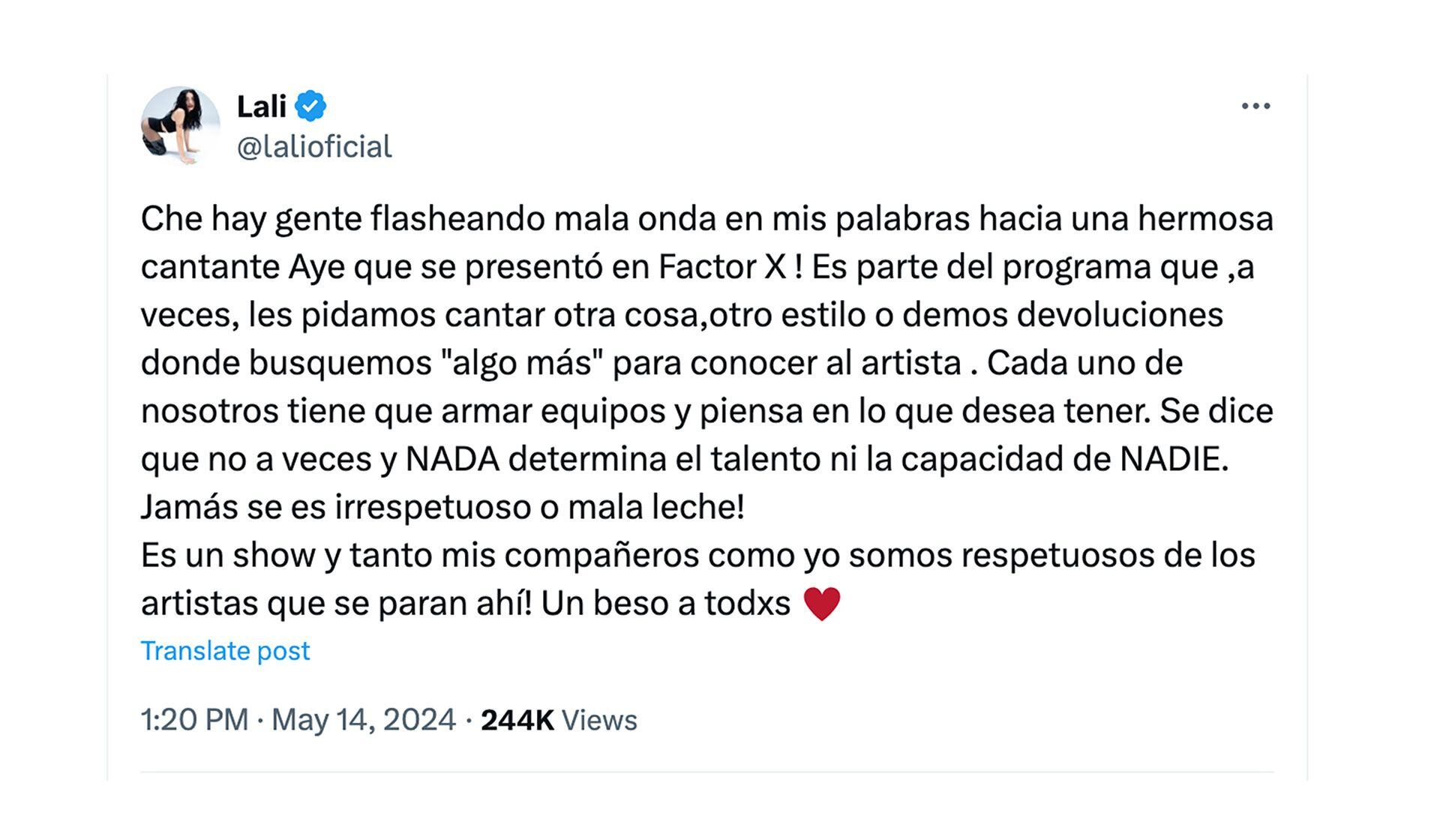 El ida y vuelta entre Lali Espósito y una participante paraguaya de Factor X España