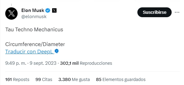 Elon Musk confesó en sus redes sociales que su tercer hijo con Grimes se llama Tau Techno Mechanicus 
Foto: X/@elonmusk