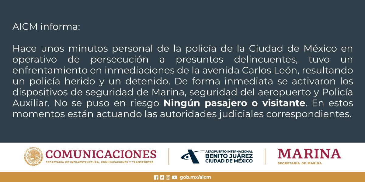 Actualización por parte del AICM 
(Foto: Twitter/@AICM_mx)