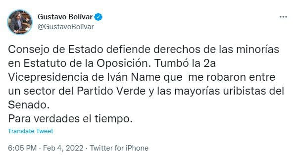 BOLIVAR REAGIERT AUF IWAN NAMEN