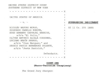 Document of imputation of charges to Iván Márquez and Jesús Santrich.  Capture: Department of Justice, compiled by Infobae