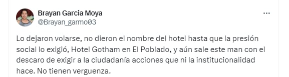 Varios usuarios criticaron al alcalde Gutiérrez por la forma en la que manejó la crisis - crédito @Brayan_garmo03/X