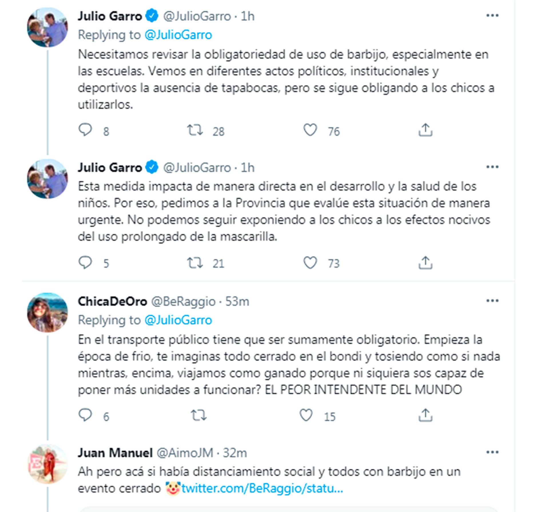 Thread mit Tweets des Bürgermeisters von La Plata, Julio Garro