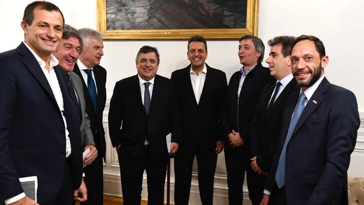 Sergio Massa, Máximo Kirchner y los jefes de bloque de Diputados (Prensa Massa)