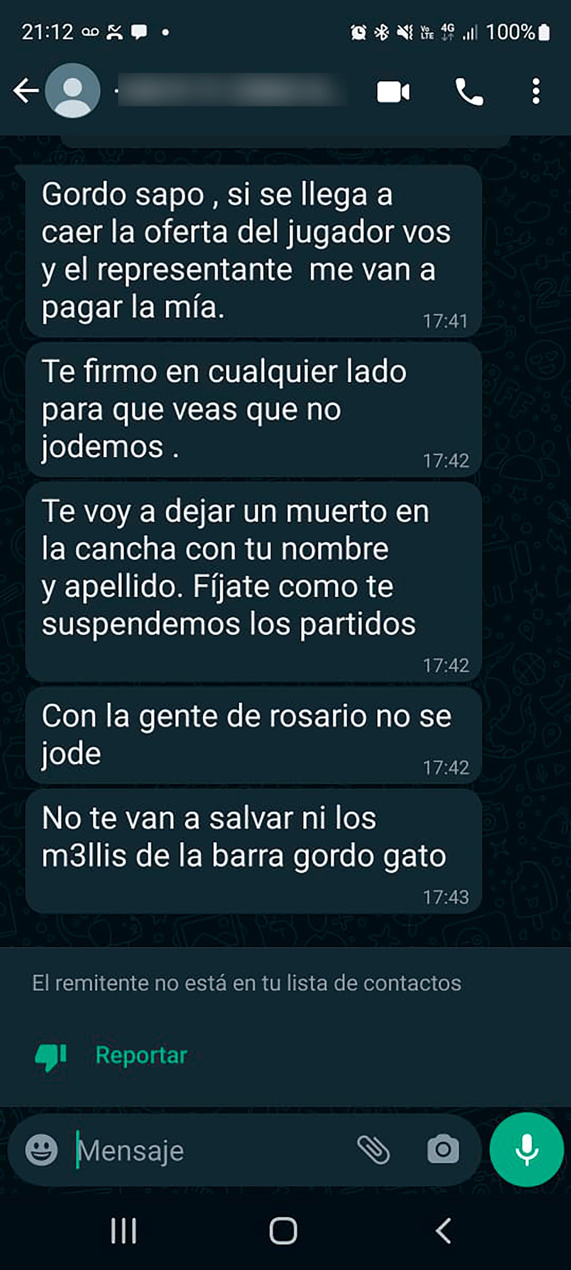 El chat con la amenaza