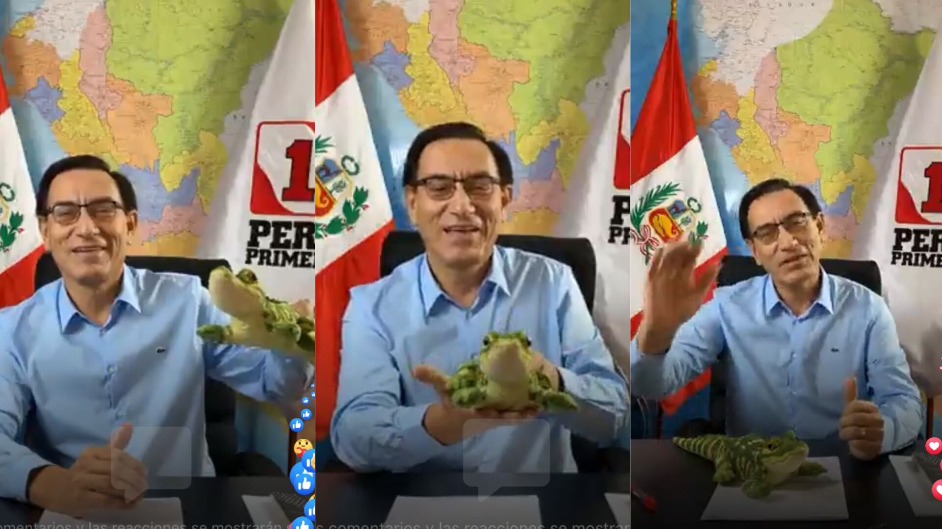 Martín Vizcarra aparece junto a un lagarto de peluche en transmisión en vivo