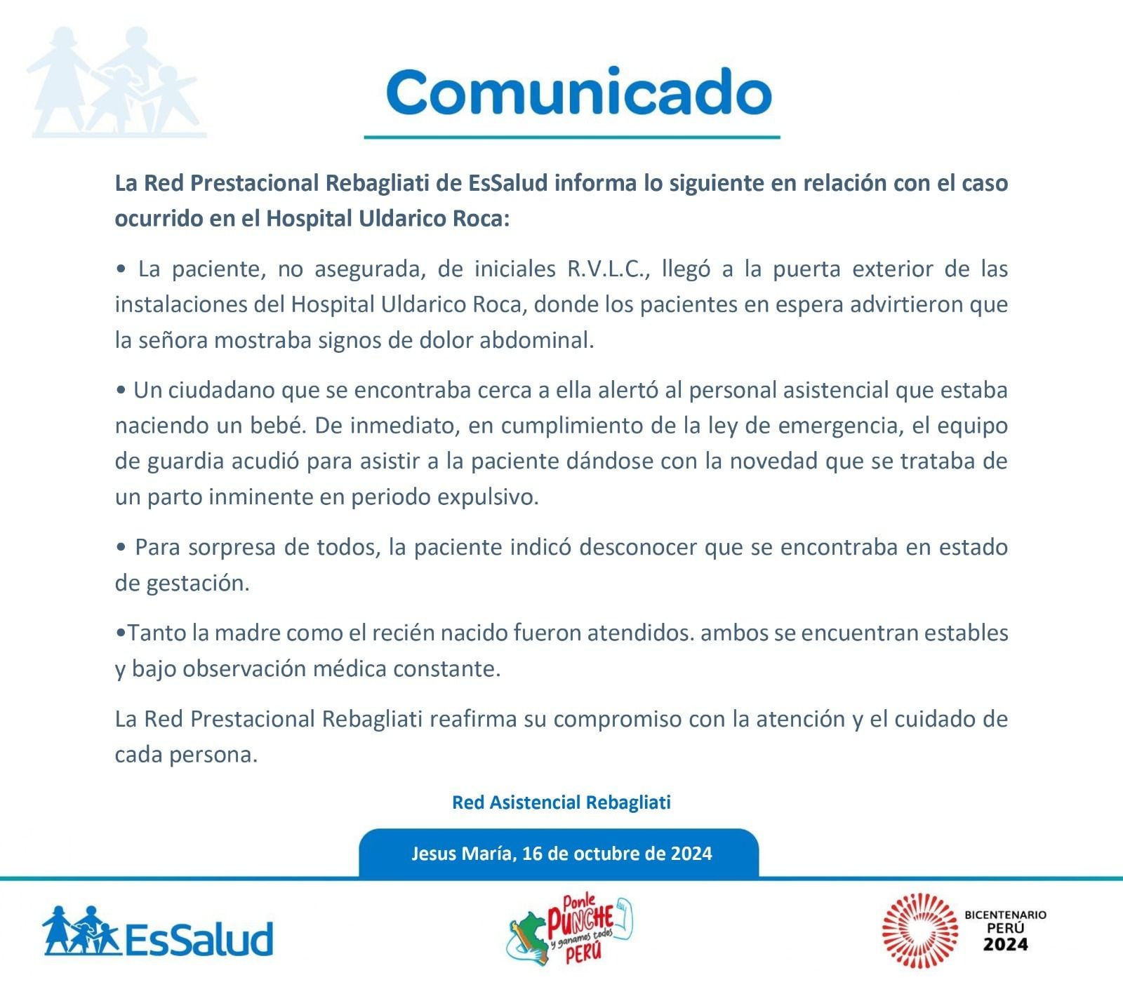 Comunicado de EsSalud.