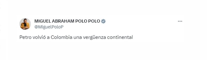 Miguel Polo Polo, representante a la Cámara, manifestó su indignación por la cancelación de Barranquilla como sede de los Juegos Panamericanos - crédito @MiguelPoloP/X