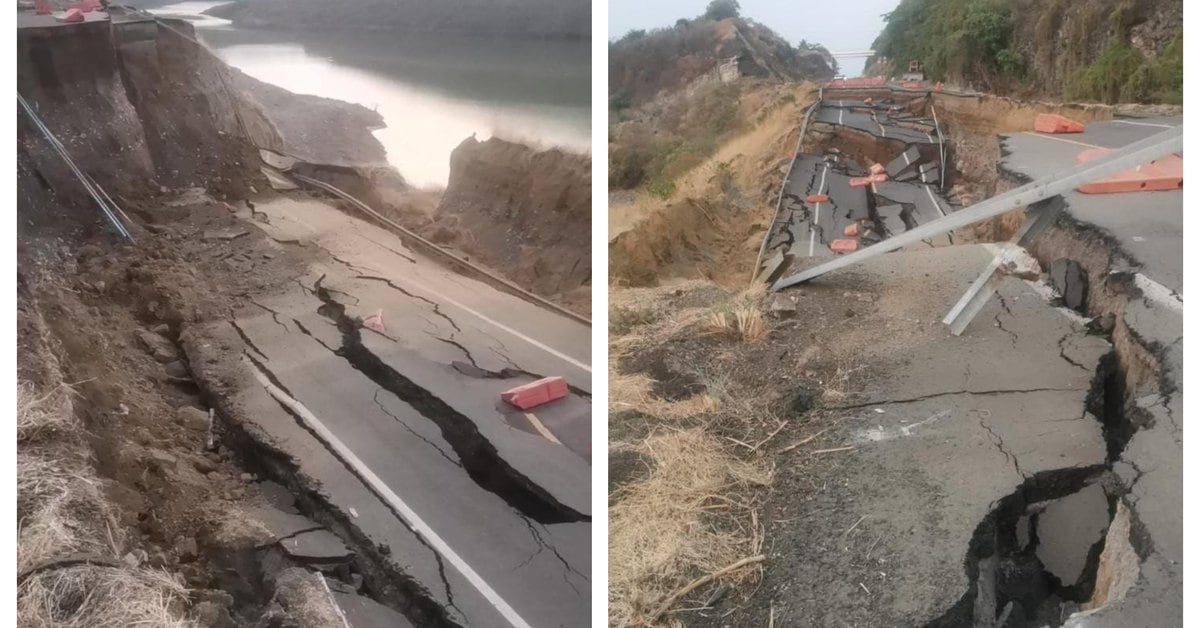 Photos of the collapse of a section of the Siglo XXI highway in Michoacán