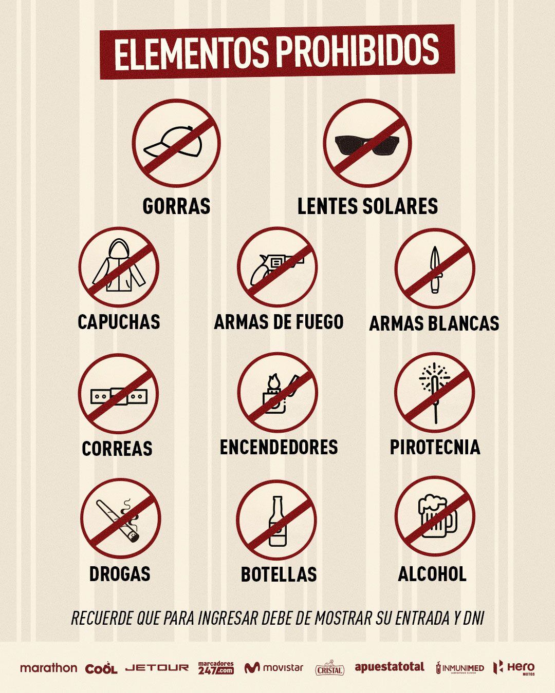 Prohibiciones para ingresar al estadio Monumental de Ate