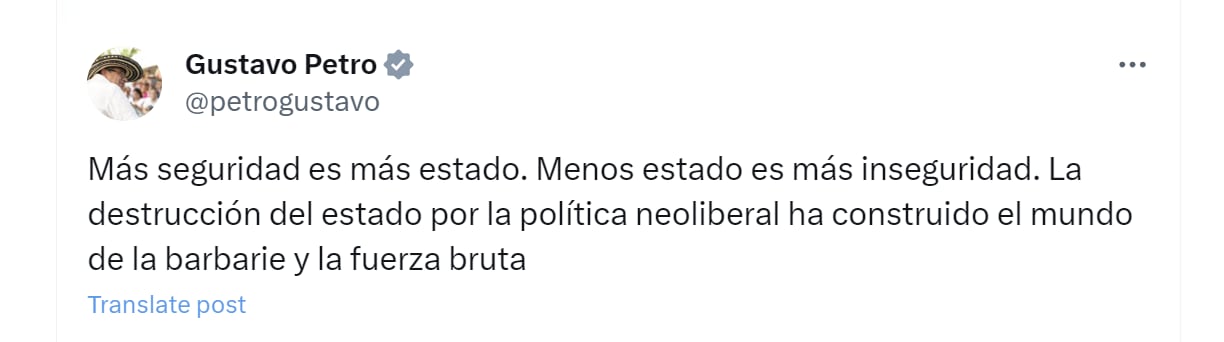 El presidente Gustavo Petro aseguró que el Estado ecuatoriano fue destruido por la política neoliberal - crédito @petrogustavo/X