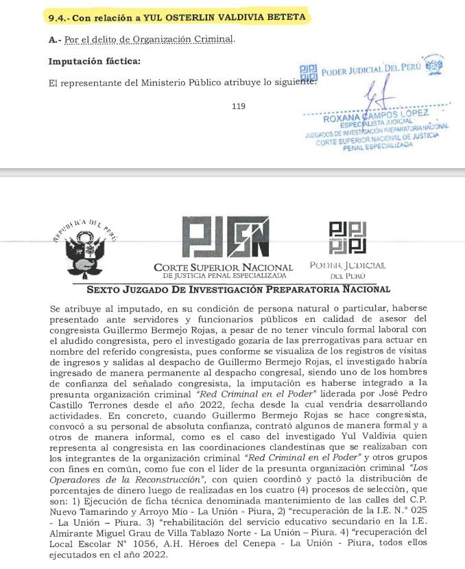 Yul Valdivia Beteta sería una suerte de asesor en la sombra del congresista Bermejo para captar a los alcaldes que buscaban proyectos para sus distritos. 