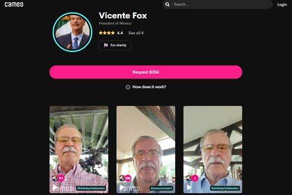 A través de la red social Caemo, Vicente Fox vende saludos personalizados (Foto: Cameo / Vicente Fox)