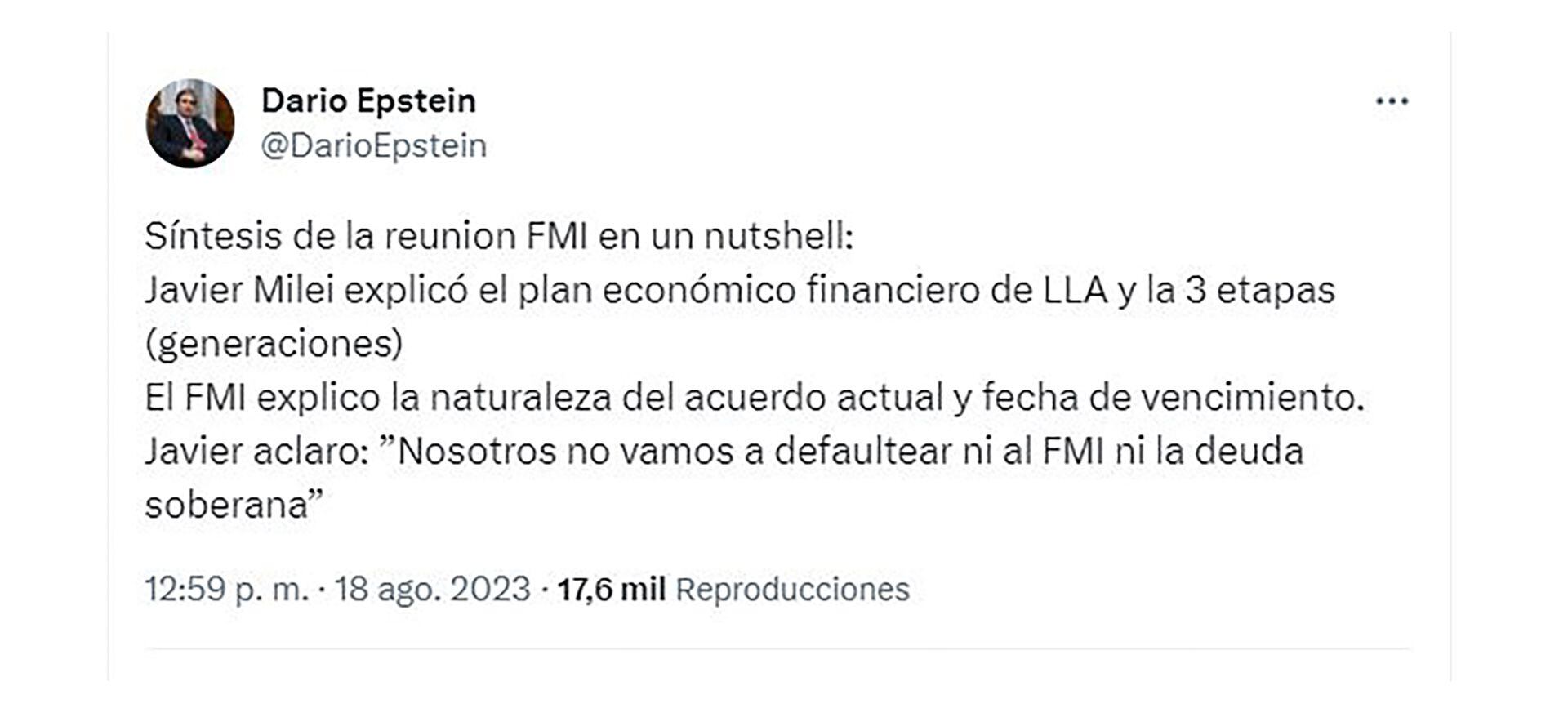 El tuit de Epstein