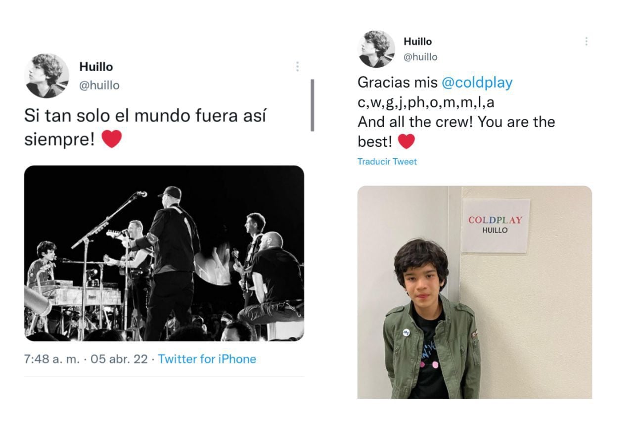 La familia de pequeño celebró y agradeció por Twitter la invitación de la banda (Foto: Captura de pantalla / Twitter @huillo)