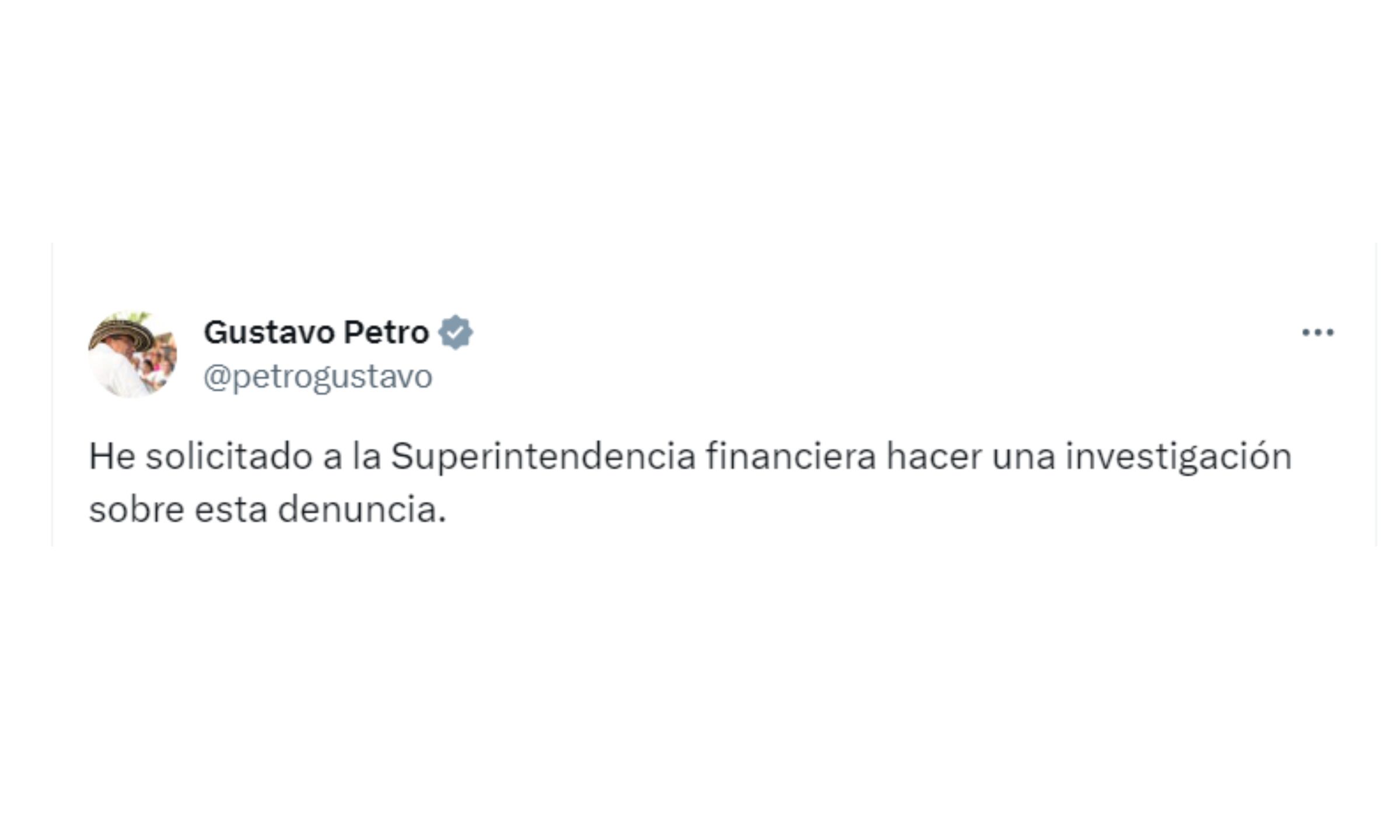 El presidente de Colombia pidió que se abriera una investigación para esclarecer la presunta participación del Banco Serfinanza, que es propiedad de la familia Char en la consolidación del Cártel de Sinaloa y Los Chapitos en el país - crédito @PetroGustavo/X