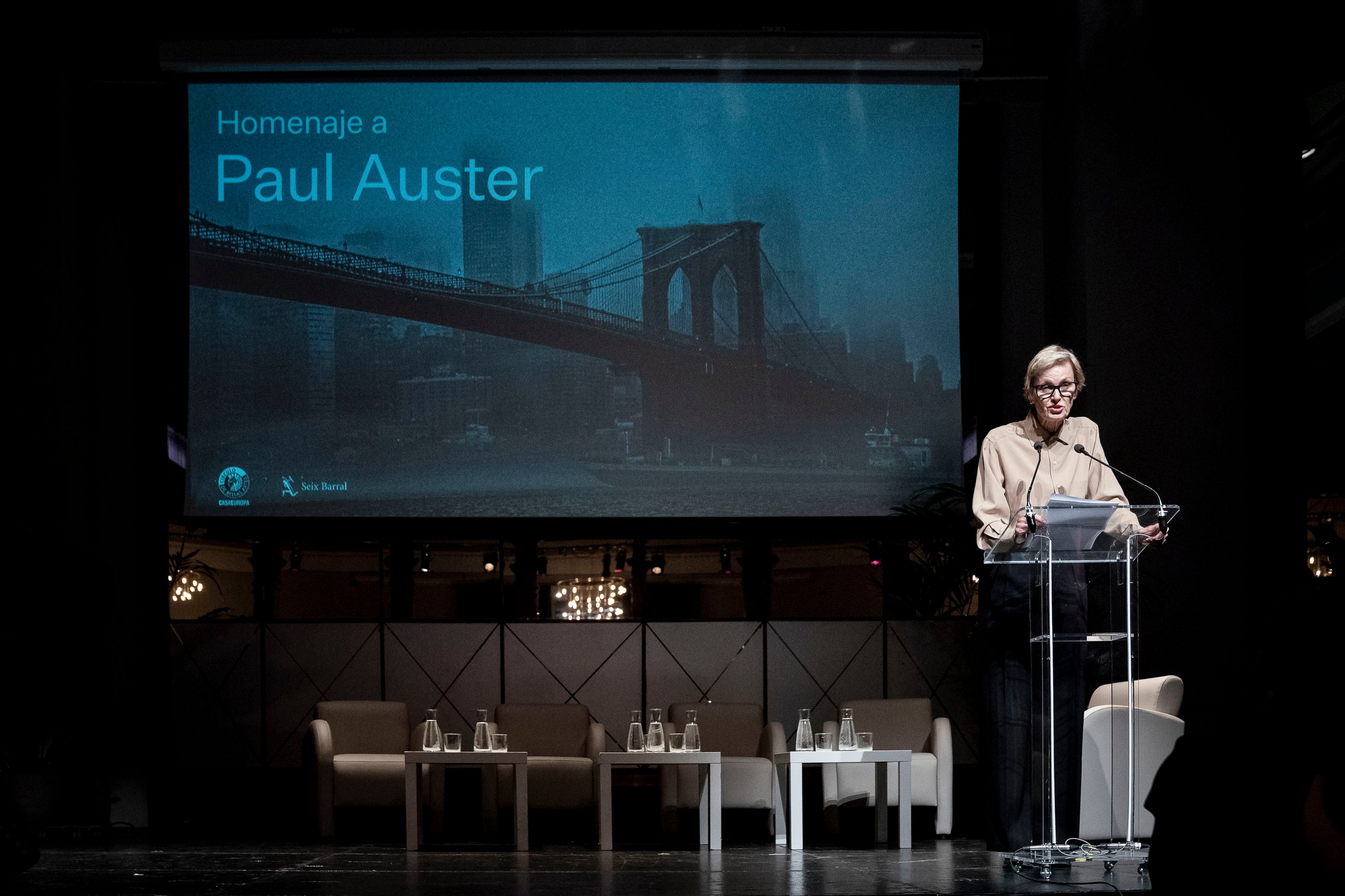 Siri Hustvedt, este lunes en el homenaje a Paul Auster en el Círculo de Bellas Artes en Madrid. (A. Pérez Meca/Europa Press)