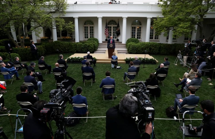 El presidente Donald Trump durante la conferencia de prensa del martes en la Casa Blanca REUTERS/Leah Millis