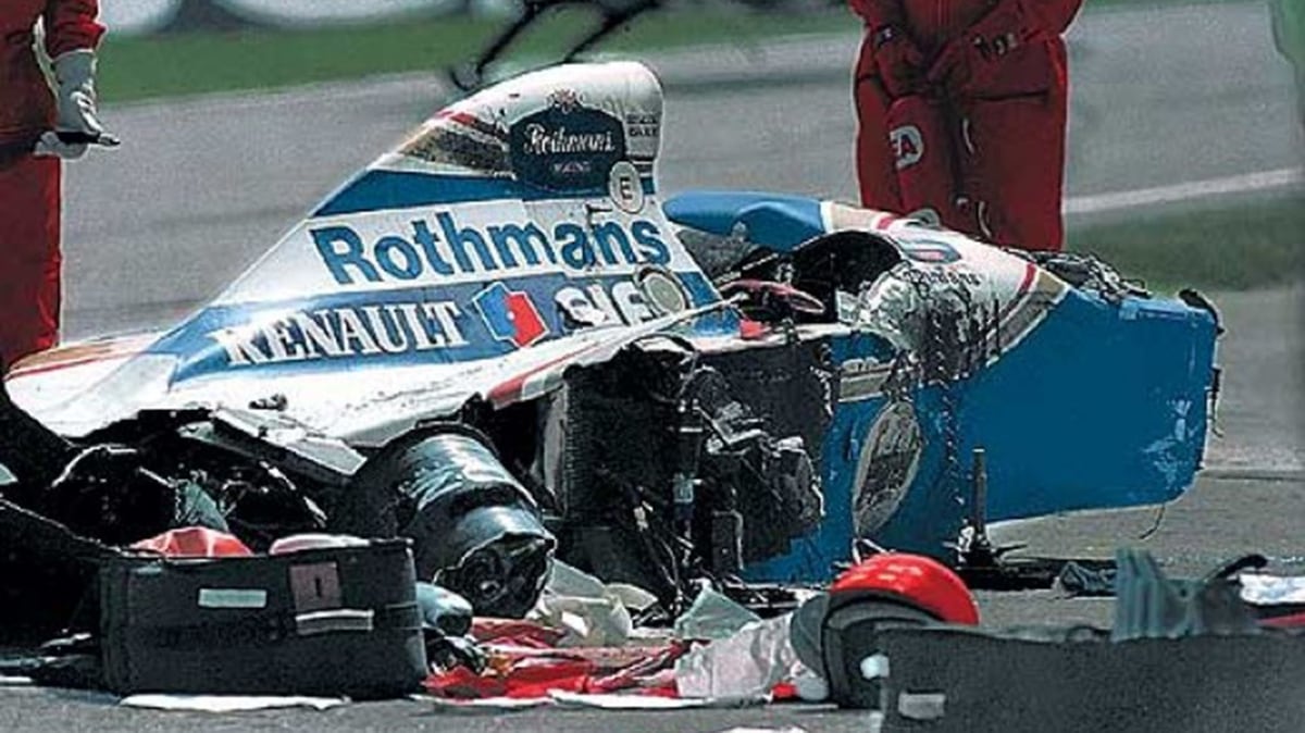 The enigma surrounding Ayrton Senna's car and helmet in the fatal accident.