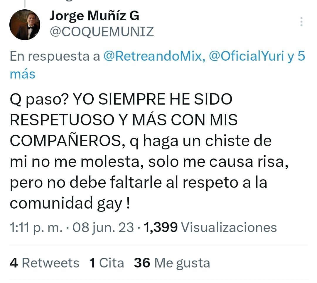 Coque Muñiz pidió a Yuri que respetara a la comunidad gay tras chiste sobre  él - Infobae