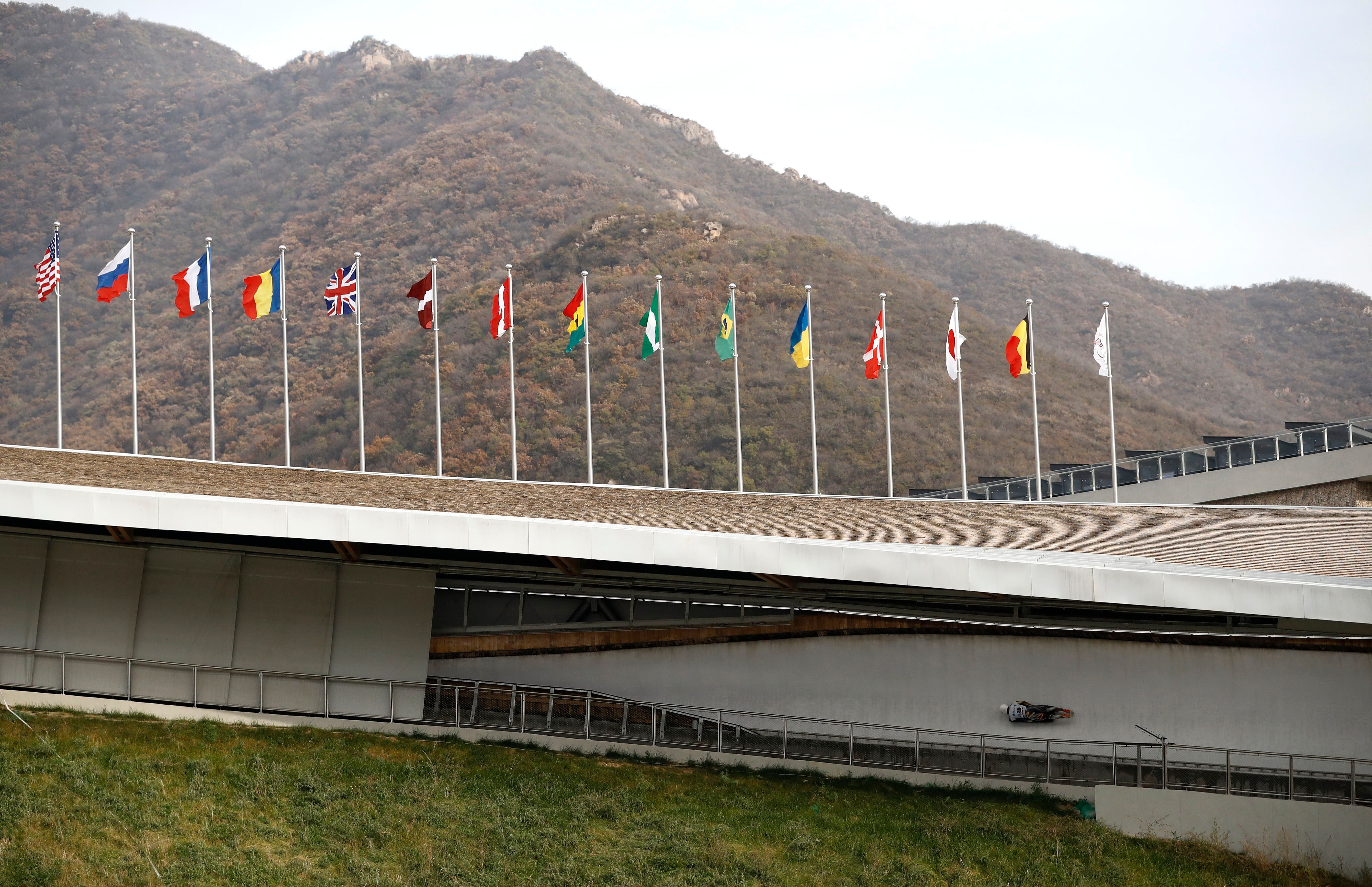 Skeleton - Beijing 2022 Winter Olympics Test Event - IBSF Skeleton International Sanctioned Race - Yanqing National Sliding Center, Yanqing, China - October 25, 2021 General view during the women's skeleton REUTERS/Tingshu Wang