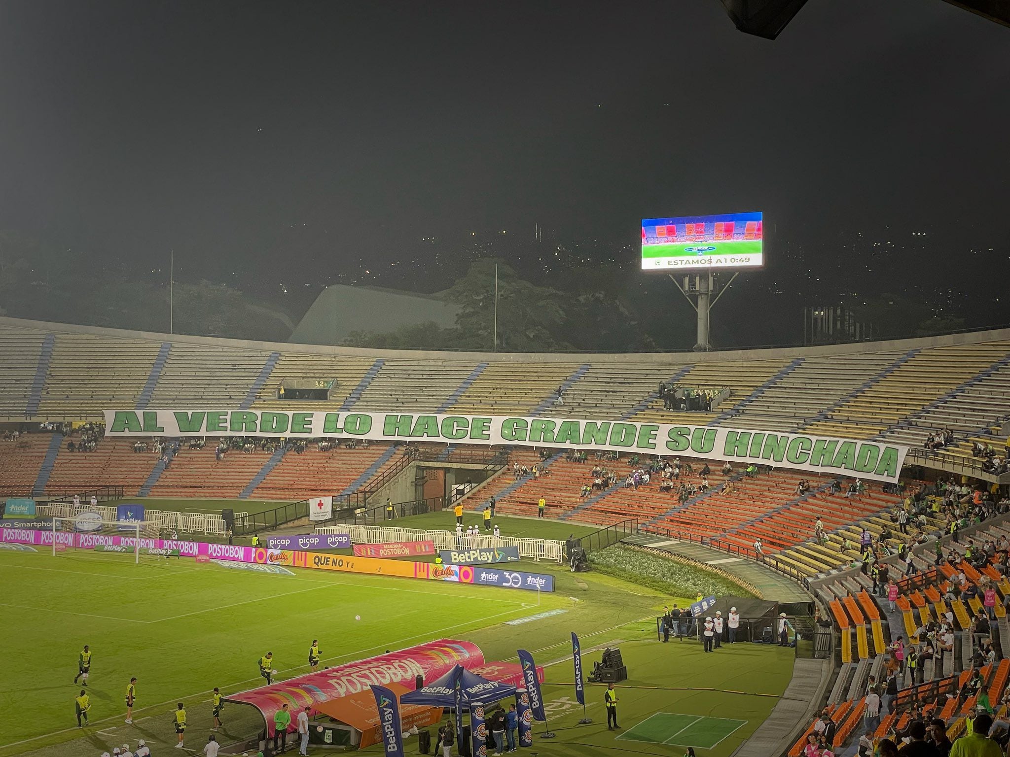 Las postales del Atanasio Girardot vacío en el partido de Nacional vs. Águilas por los cuartos de final de la Copa BetPlay 2023 - crédito Win Sports y Redes sociales.