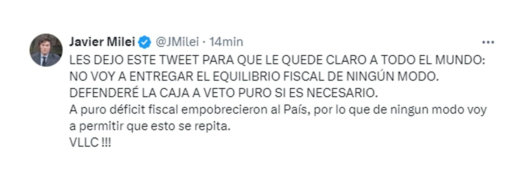 La reacción del presidente Javier Milei a la media sanción en Diputados de la nueva fórmula jubilatoria 