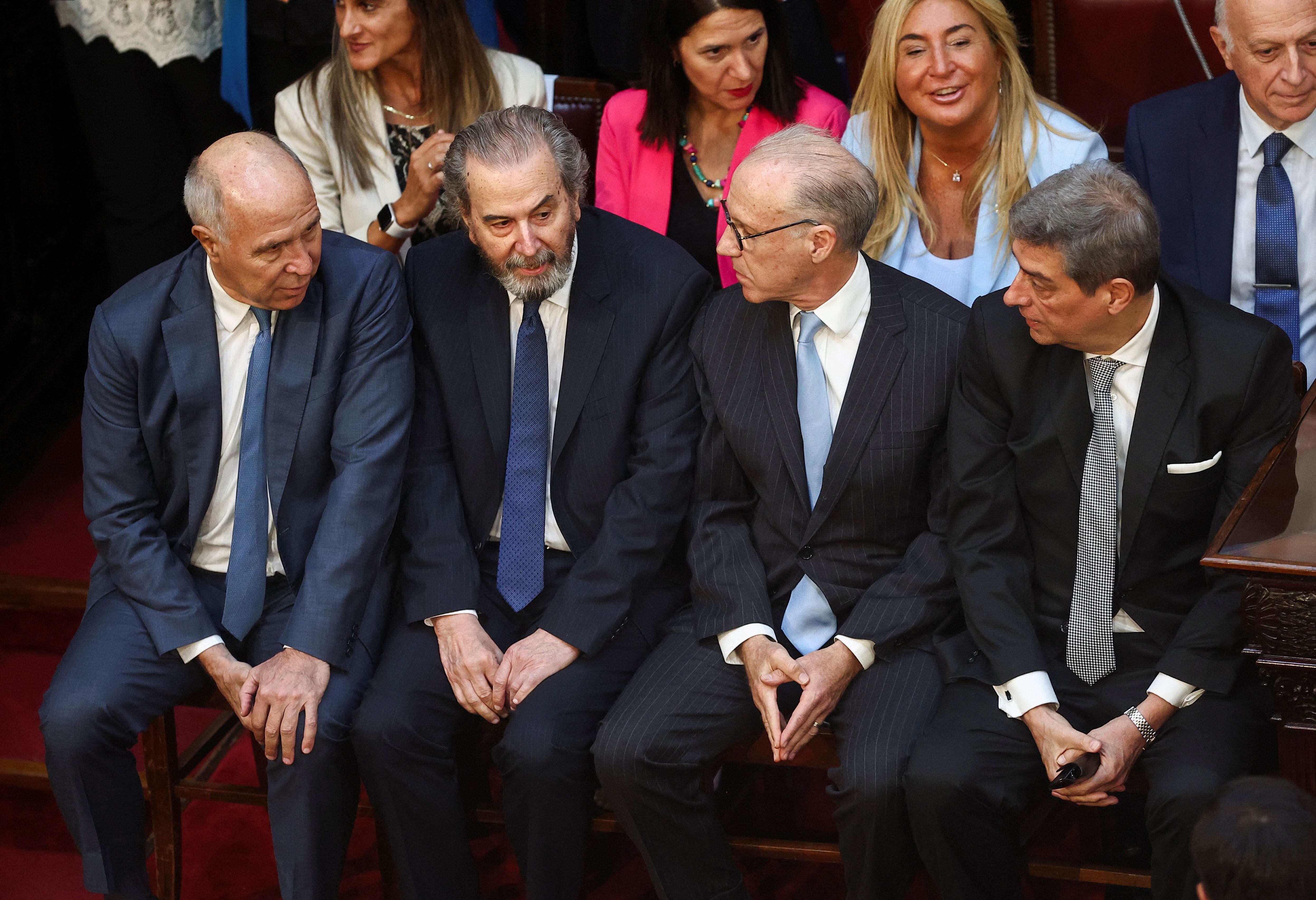 Los jueces de la Corte Suprema, Lorenzetti, Maqueda, Rosenkrantz y Rosatti, durante la apertura de sesiones del Congreso, el pasado 1° de marzo (REUTERS/Agustin Marcarian