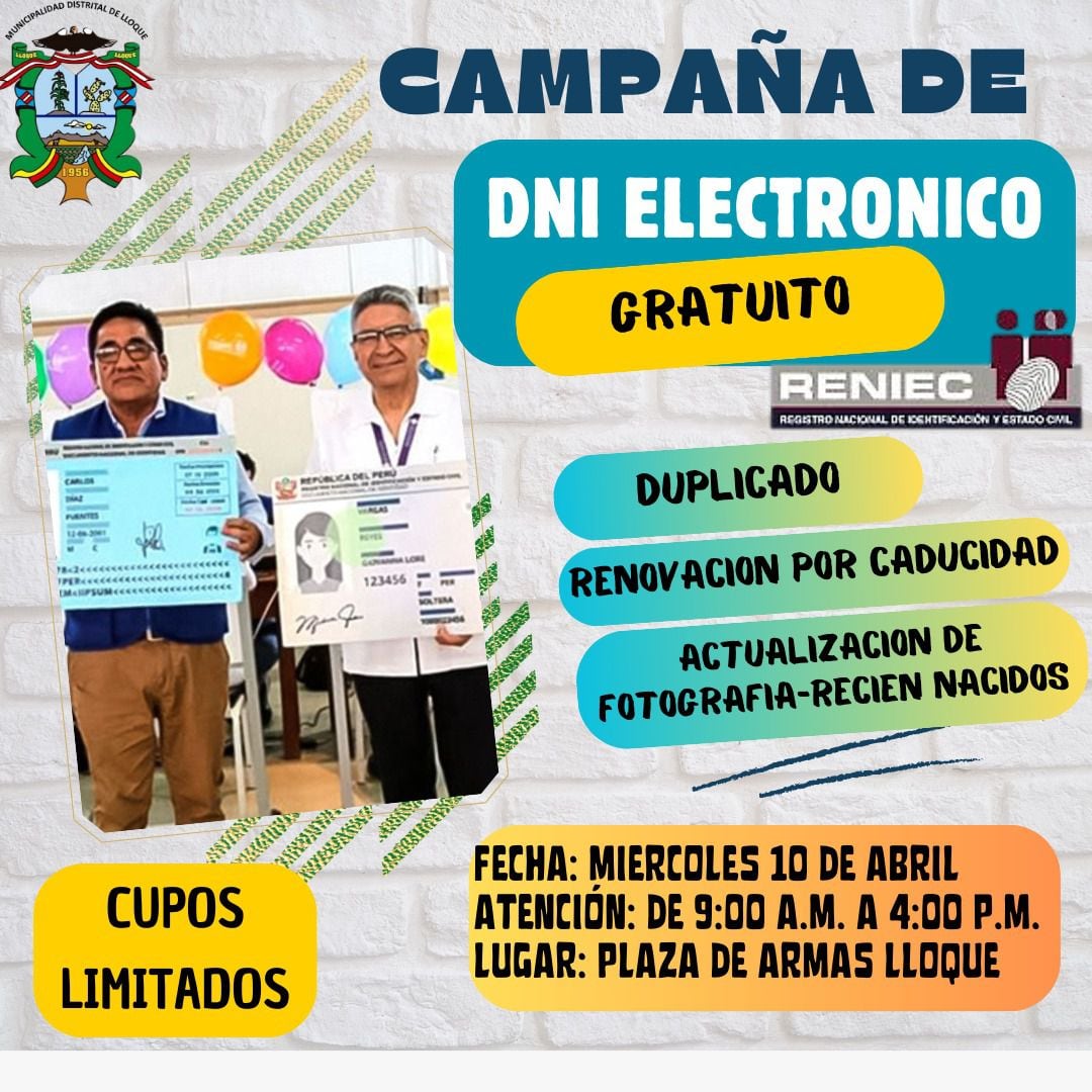 Las campañas del Reniec no paran a nivel nacional y cientos ya se vienen beneficiando con la obtención gratuita del DNI electrónico.