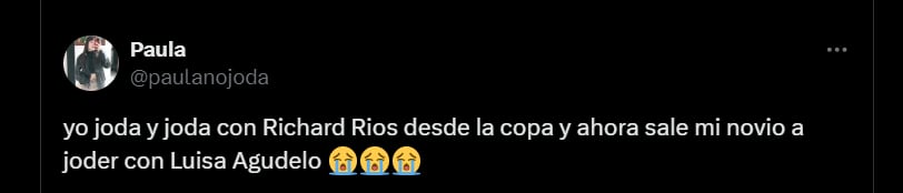 Ya no es Richard Ríos, ahora es Luisa Agudelo - crédito redes sociales/X