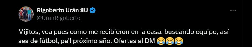 El pedalista pidió pista en equipos, así sea de fútbol - crédito  @UranRigoberto/X