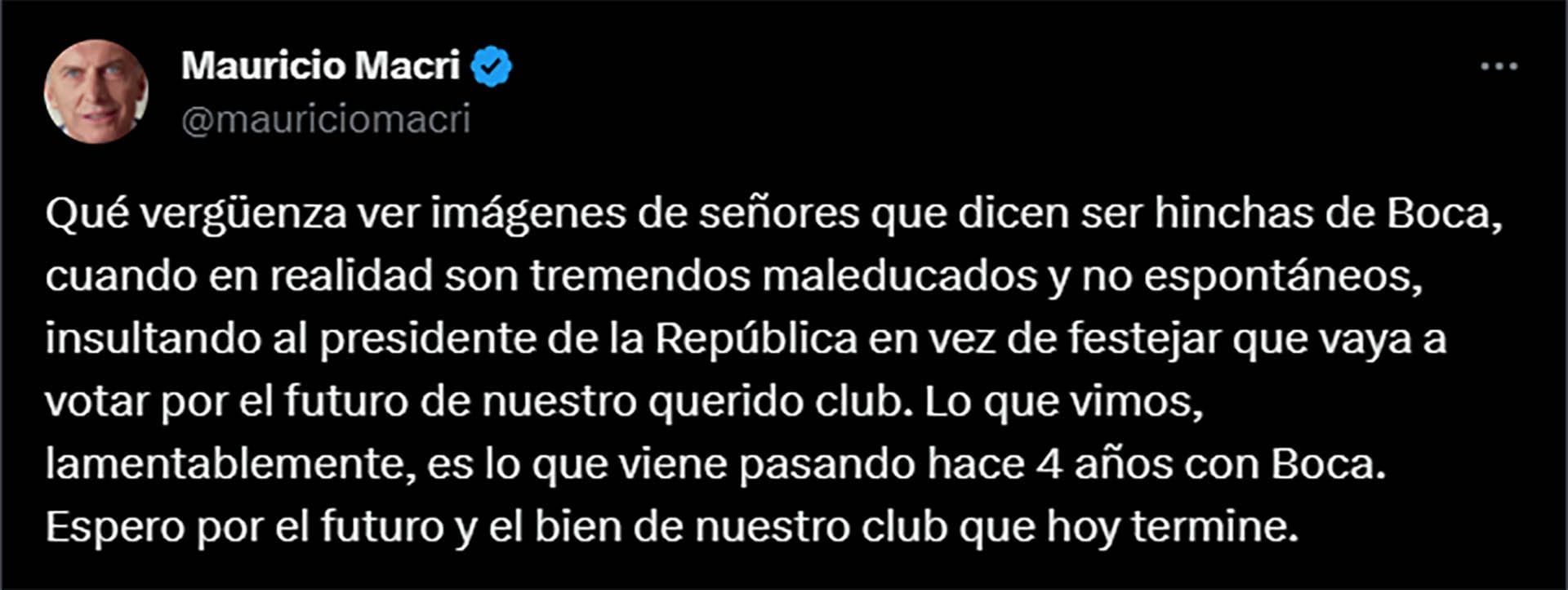 El mensaje de Mauricio Macri tras la votación de Milei